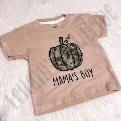 Camo Pumpkin Mama’s Boy Tee- 6/12