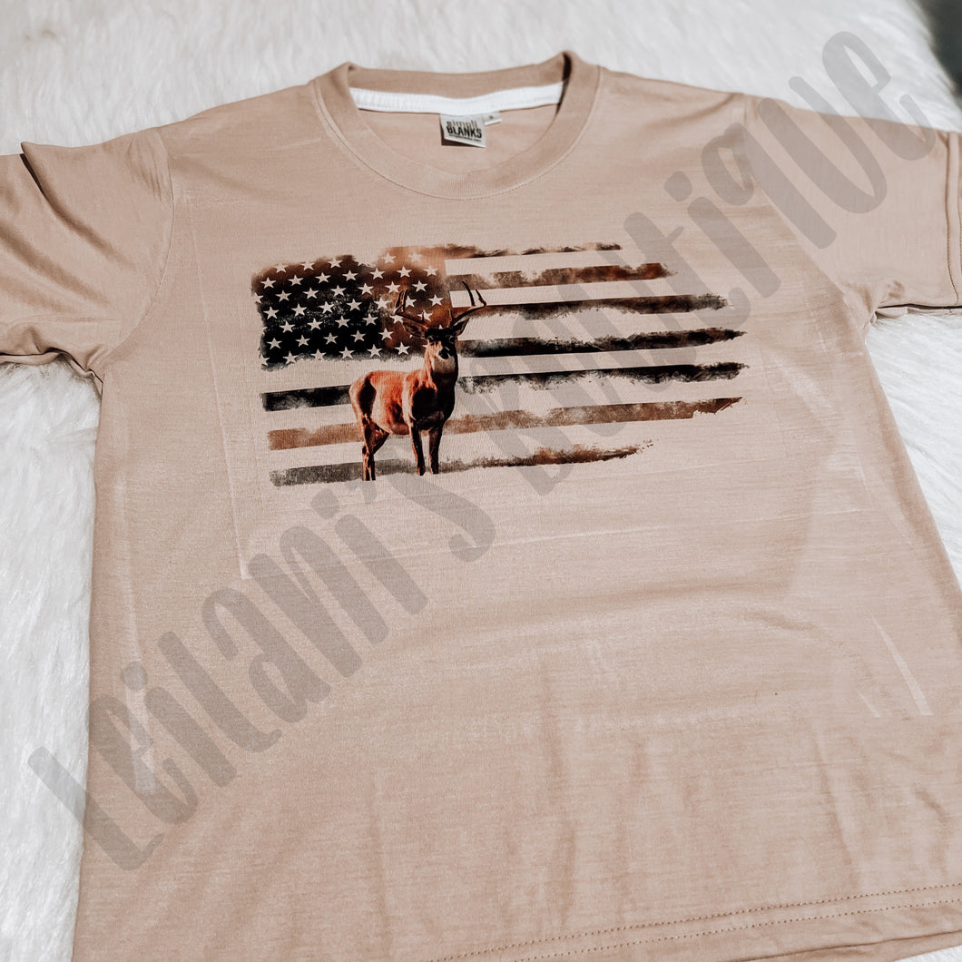 Deer Flag Tee- Youth Med.