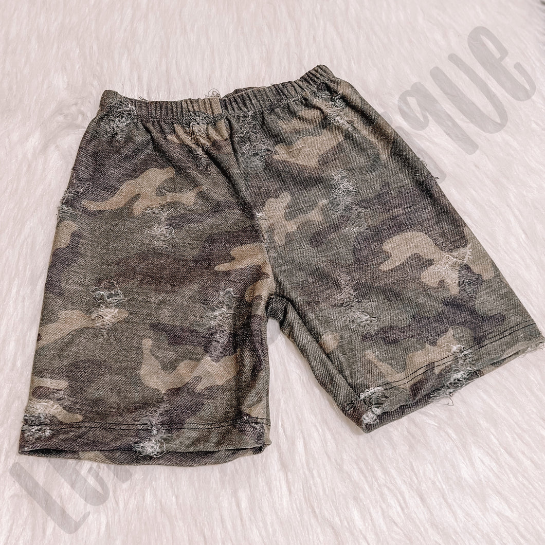 Distressed Camo Boy Shorts- 6/9